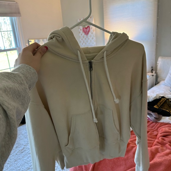 American Eagle Outfitters Tops - Ae Cropped Zip-Up Hoodie Women's Heather Gray